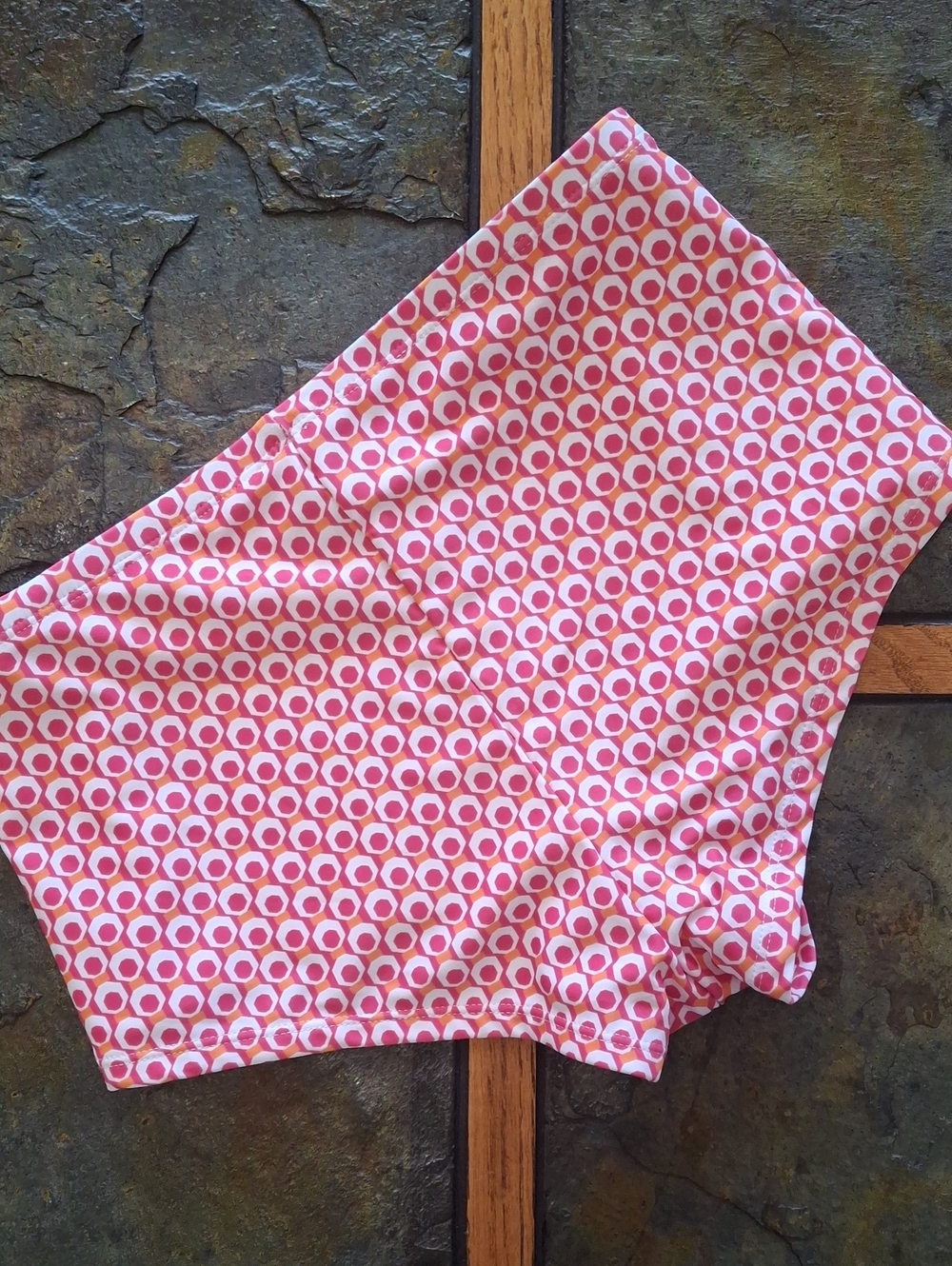 Pink, Orange & White Geo Print Swim Shorts